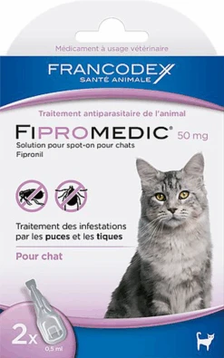Francodex - Traitement Antiparasitaire Spot-On 50mg Fipromedic Pour Chat - 2x0,5ml