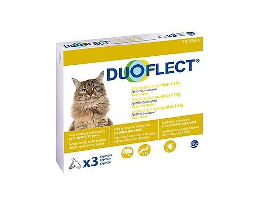 Duoflect - Pipettes Antiparasitaire De 1 à 5Kg Pour Chat - X3 3 Duoflect - Pipettes Antiparasitaire De 1 à 5Kg Pour Chat - X3