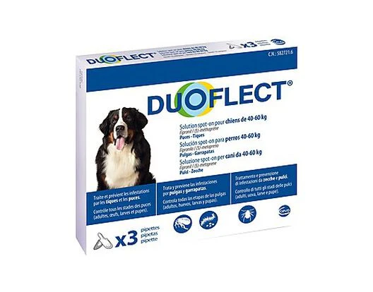 Duoflect - Pipettes Antiparasitaire De 40 à 60Kg Pour Chien - X3 3 Duoflect - Pipettes Antiparasitaire De 40 à 60Kg Pour Chien - X3