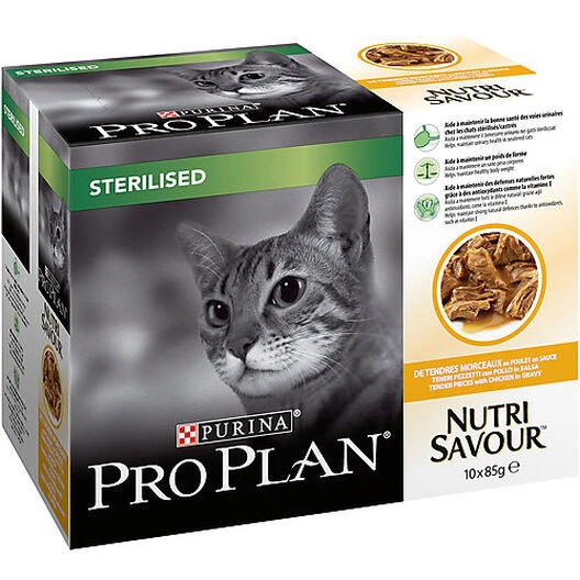 Pro Plan - Bouchée En Sauce NutriSavour Sterilised Au Poulet Pour Chat Stérilisé - 10x85g 3 Pro Plan - Bouchée En Sauce NutriSavour Sterilised Au Poulet Pour Chat Stérilisé - 10x85g