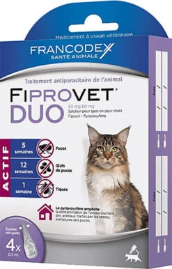 Francodex - Traitement Spot-On Fiprovet Duo Pour Chat - 4x0,5ml