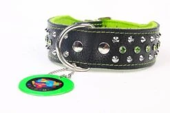 Yogipet - Collier Cuir Crystal Clouté Pour Chien - Vert
