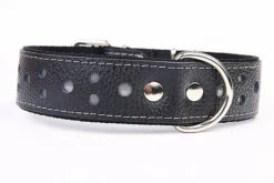 Yogipet - Collier Large Réfléchissant Cuir Pour Chien - Noir