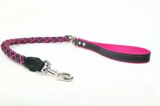 Yogipet - Laisse En Cuir Tressé 120cm Pour Chien - Noir/Rose 3 Yogipet - Laisse En Cuir Tressé 120cm Pour Chien - Noir/Rose