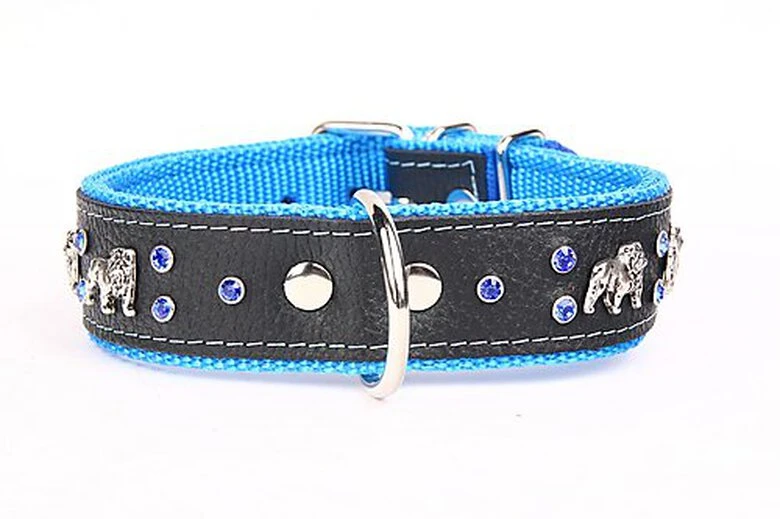 Yogipet - Collier Bulldog Cuir Crystal Pour Chien - Bleu 6 Yogipet - Collier Bulldog Cuir Crystal Pour Chien - Bleu – Image 4
