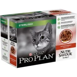 Pro Plan - Bouchée En Sauce NutriSavour Sterilised Au Bœuf Pour Chat Adultes Stérélisés - 10x85g
