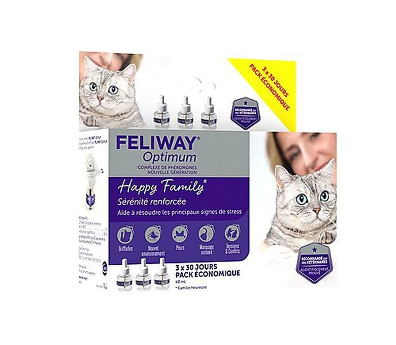 Ceva - Feliway Optimum Pack 3 Recharges Pour Chat - 48ml 3 Ceva - Feliway Optimum Pack 3 Recharges Pour Chat - 48ml