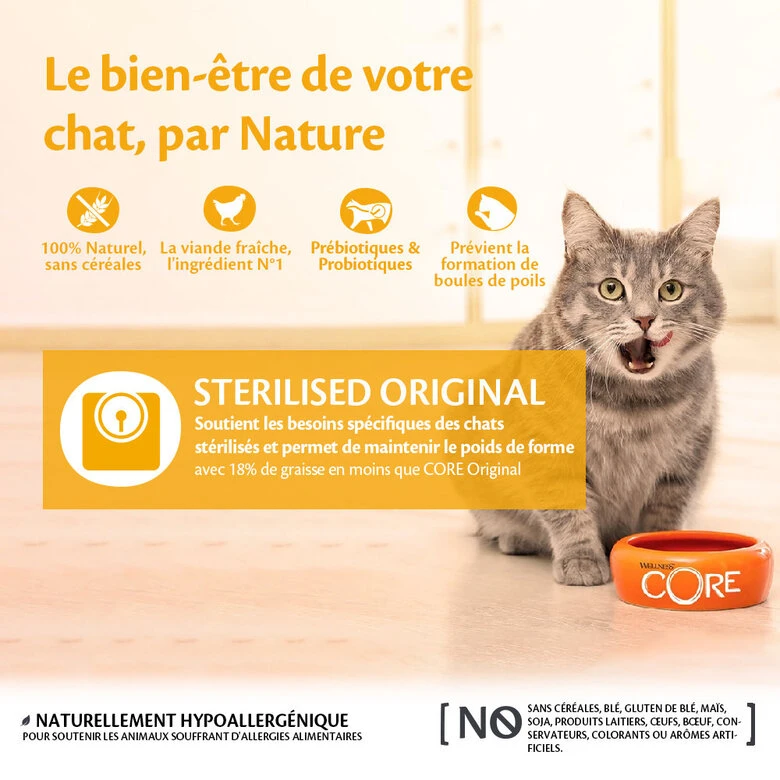 Wellness CORE - Croquettes Sterilised Poulet Et Dinde Pour Chat - 1,75Kg 4 Wellness CORE - Croquettes Sterilised Poulet Et Dinde Pour Chat - 1,75Kg – Image 2