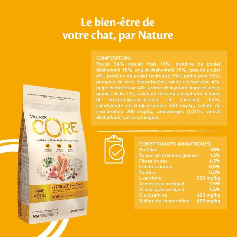 Wellness CORE - Croquettes Sterilised Poulet Et Dinde Pour Chat - 1,75Kg 5 Wellness CORE - Croquettes Sterilised Poulet Et Dinde Pour Chat - 1,75Kg – Image 3