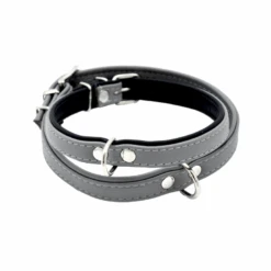 Comme Un Roi - Collier Cuir So Nature Gris / Noir Pour Chien - S