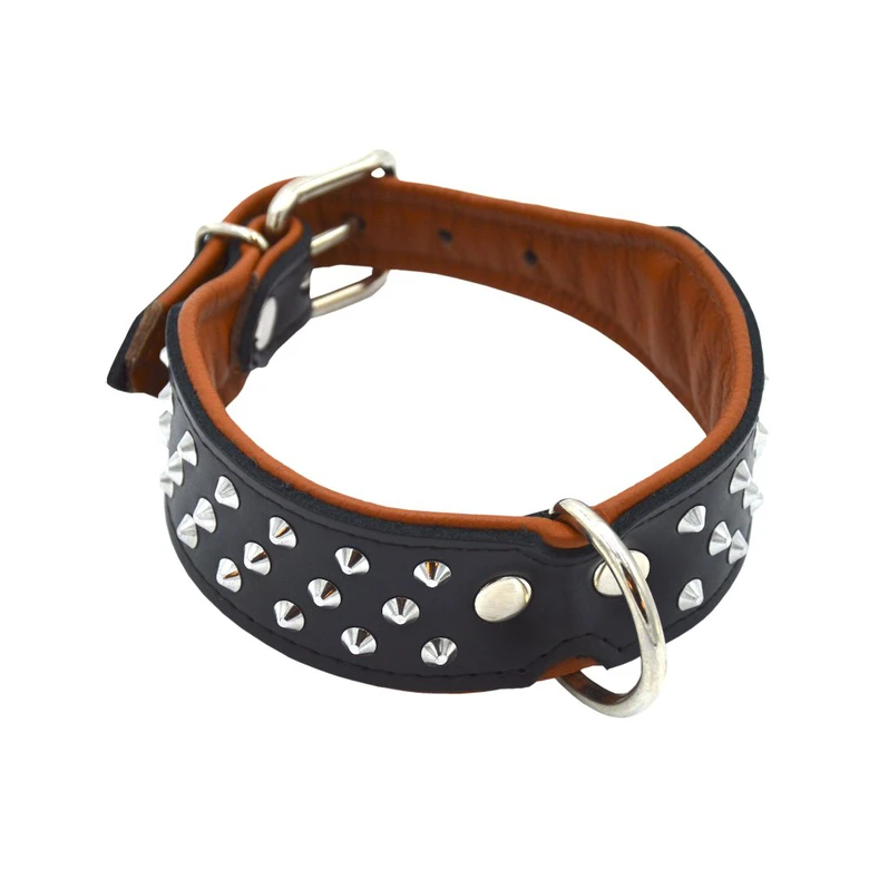 Comme Un Roi - Collier Cuir Clouté So Chic Noir Pour Chien - L 3 Comme Un Roi - Collier Cuir Clouté So Chic Noir Pour Chien - L