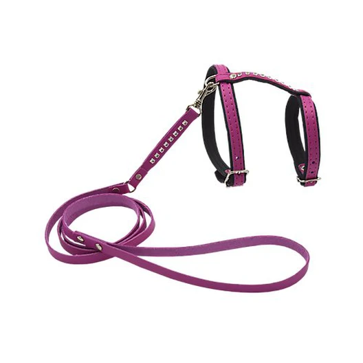 Comme Un Roi - Harnais Et Laisse Cuir So Funky Rose Pour Chat - TU 3 Comme Un Roi - Harnais Et Laisse Cuir So Funky Rose Pour Chat - TU