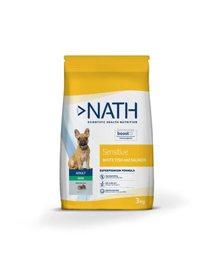 Nath - Croquettes Mini Adult Sensitive Au Poisson Et Saumon Pour Chien - 3Kg 3 Nath - Croquettes Mini Adult Sensitive Au Poisson Et Saumon Pour Chien - 3Kg
