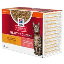Hill's Science Plan - Sachets Adult Healthy Cuisine Au Poulet Et Saumon Pour Chat - 12x80g