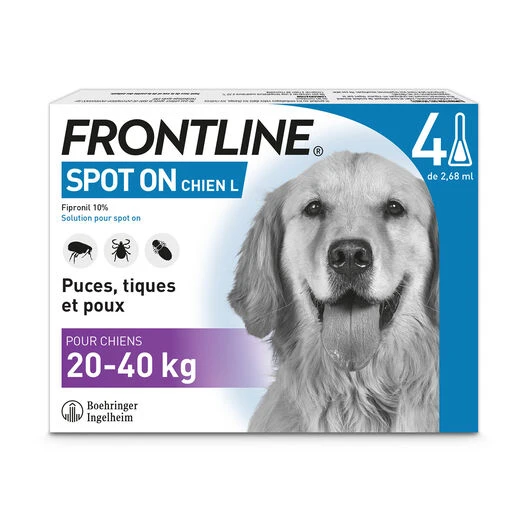 Frontline - Pipettes Antiparasitaire Pour Chien De 20 à 40Kg - 4x2,68ml 3 Frontline - Pipettes Antiparasitaire Pour Chien De 20 à 40Kg - 4x2,68ml