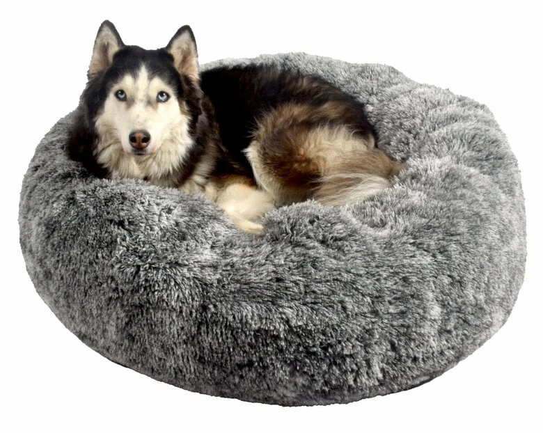 Bobby - Coussin Donut Poilu Gris Pour Chien - L 4 Bobby - Coussin Donut Poilu Gris Pour Chien - L – Image 2