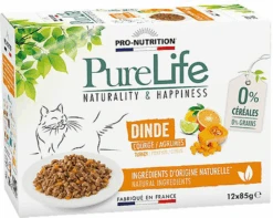 Flatazor - Pochons PURELIFE Effilés En Sauce à La Dinde Pour Chat - 12x85g