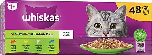 Whiskas - Sachets La Carte Mixte En Gelée à La Viande Et Aux Poissons Pour Chat - 48x85g 3 Whiskas - Sachets La Carte Mixte En Gelée à La Viande Et Aux Poissons Pour Chat - 48x85g