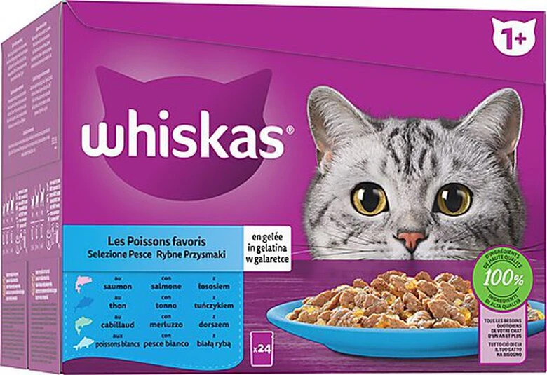 Whiskas - Sachets Fraîcheurs En Gelée Aux Poissons Pour Chats - 24x85g 3 Whiskas - Sachets Fraîcheurs En Gelée Aux Poissons Pour Chats - 24x85g
