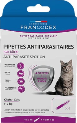 Francodex - Pipettes Antiparasitaires Icardine Pour Chats - X4