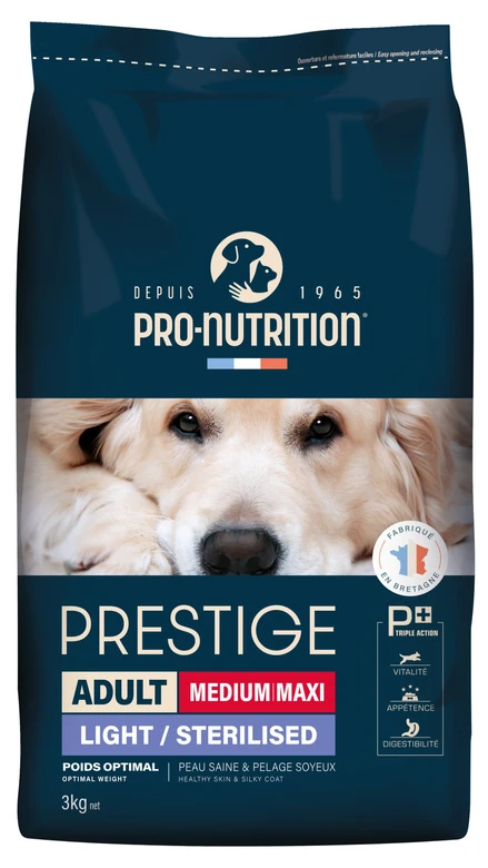 Pro-nutrition - Croquettes Prestige Medium Maxi Adult Light/ Sterilised Pour Chiens - 3Kg 3 Pro-nutrition - Croquettes Prestige Medium Maxi Adult Light/ Sterilised Pour Chiens - 3Kg