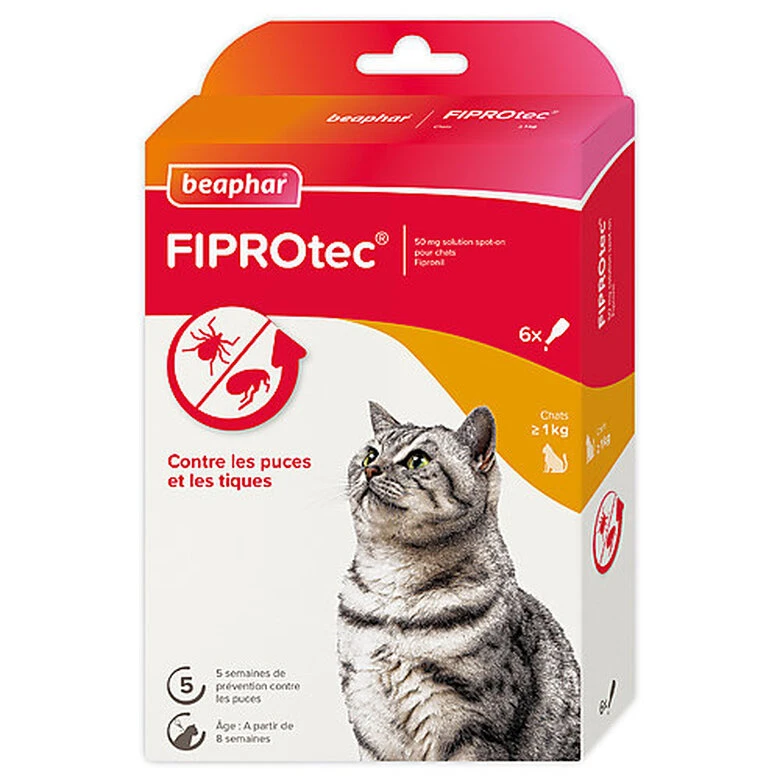 Beaphar - Pipettes Antiparasitaires Fiprotec Pour Chat - X6 3 Beaphar - Pipettes Antiparasitaires Fiprotec Pour Chat - X6